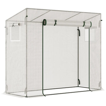 Inloopkas - Foliekas met oproldeur | Kleur: Wit | Afmetingen: 76x200x150/168 cm