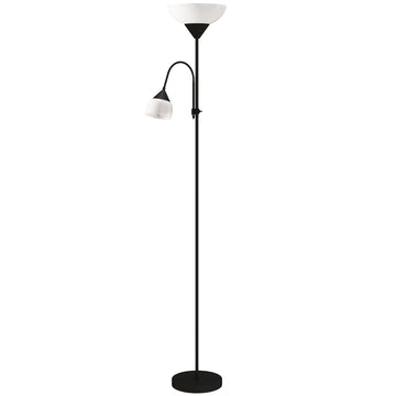 Moeder-en-kind vloerlamp met uplighter en leeslamp | Kleur: Zwart | Afmetingen: 28x28x179,5 cm