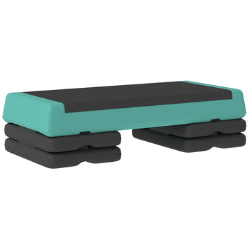 Verstelbare fitness stepper | Kleur: Groen/Zwart | Afmetingen: 36x77x10,5/15,5/20,5 cm