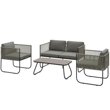 Tuinset met sofa, fauteuil en tafel | Kleur: Bruin en grijs | Afmetingen: 116x60x69 cm