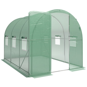 Foliekas 3 x 2 m met deur en 6 ramen | Kleur: Groen | Afmetingen: 200x300x200 cm