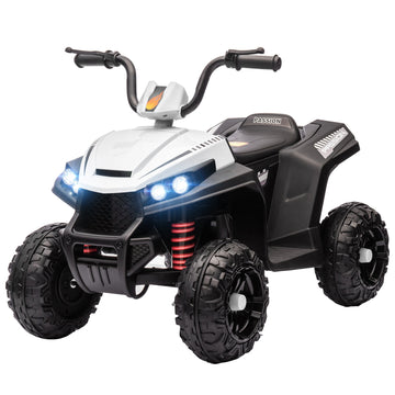 Elektrische kinderquad met 4-wielvering | Kleur: Wit en zwart | Afmetingen: 55.5x85x62 cm