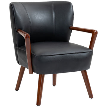 Decoratieve accentstoel - Fauteuil van kunstleer | Kleur: Zwart | Afmetingen: 67x77x80 cm