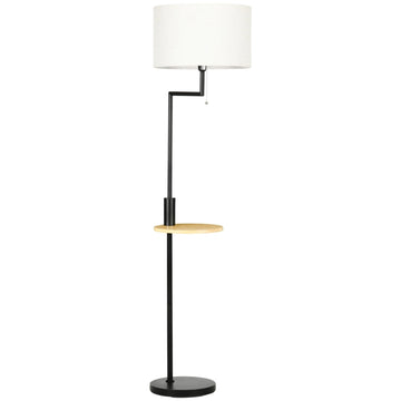 Vloerlamp met plank en USB | Kleur: Natuurlijk, zwart, beige | Afmetingen: 40x40x168 cm