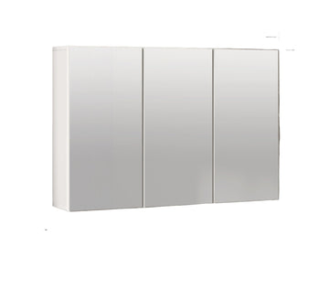 Badkamerspiegelkast met 3 spiegeldeuren - Wandkast | Kleur: Wit | Afmetingen: 90x15,5x60 cm