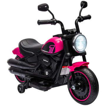 Elektrische kindermotorfiets met zijwielen | Kleur: Roze + Zwart | Afmetingen: 42x76x57 cm