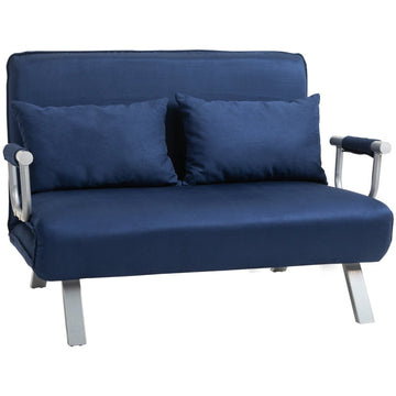 2-zits slaapbank met verstelbare rugleuning | Kleur: Blauw | Afmetingen: 111x80x78 cm