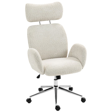 Ergonomische bureaustoel met hoofdsteun | Kleur: Lichtgrijs | Afmetingen: 65x75x115-123 cm