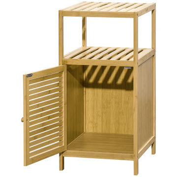 Bamboe badkamerkast | Kleur: Natuurlijk hout | Afmetingen: 36,5x33x67 cm