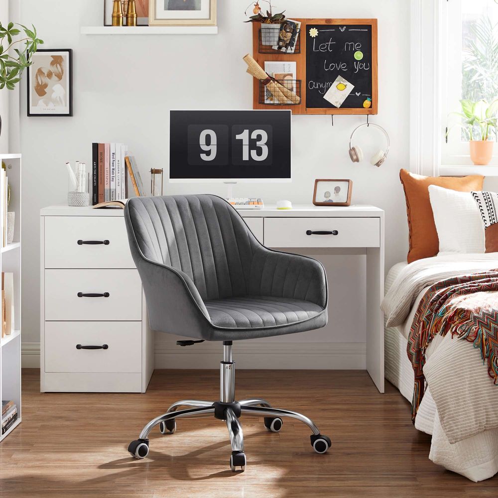 Büro-/Gaming-Stuhl, drehbar, grau, 64 x 62 x (80-90) cm