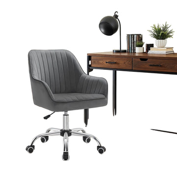 Grijze bureaustoel - ergonomisch - draaibaar - fluweel - 64 x 62 x 80-90 cm