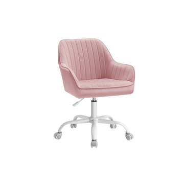 Fluwelen bureaustoel - draaistoel - memoryfoam - 64 x 62 x (80-90) cm - pastelroze