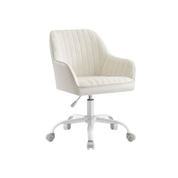 Ergonomische kantoorstoel - sherpa, kunstleer - stalen frame - cappuccinabeige/wolwit