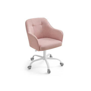 Roze bureaustoel met wielen - draaibaar - stalen frame - schuimvulling - 69 x 65 x 83-93 cm