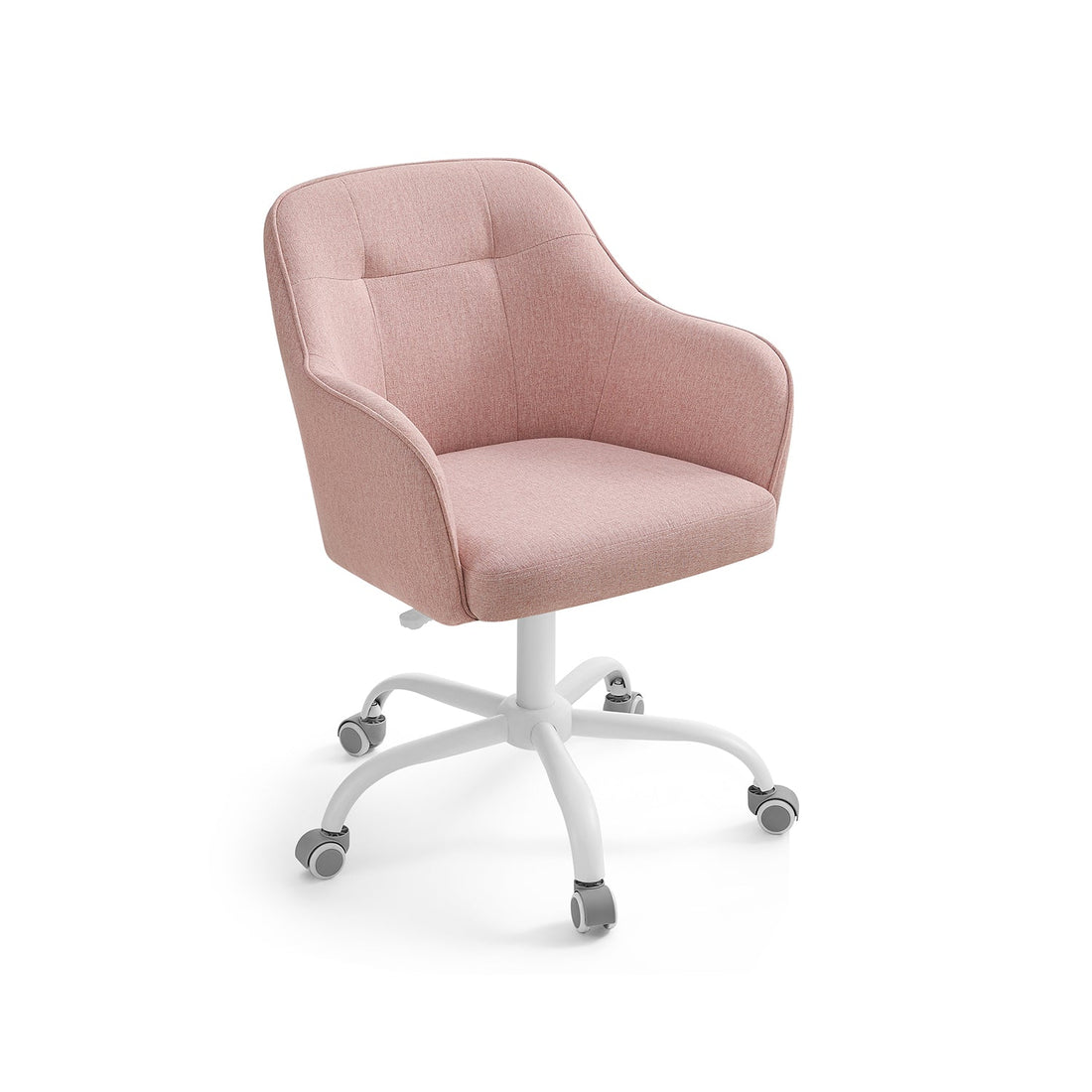 Rosa Bürostuhl mit Rollen - drehbar - Stahlrahmen - Schaumstoffpolsterung - 69 x 65 x 83-93 cm