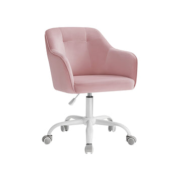 Pastelroze fluwelen gamingstoel - ergonomische bureaustoel - draaibaar, verstelbare hoogte