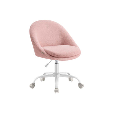 Draaibare bureaustoel - fleece - ergonomisch - verstelbaar - roze, 60x60x80-90 cm