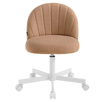 Make-upstoel, bureaustoel met teddyfleece | Karamelbruin | 60x60x70,5-83,5 cm