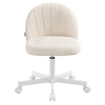 Schminkstoel en bureaustoel met PU-lederen bekleding | Wit | 60x60x70,5-83,5 cm