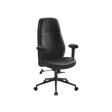 Bureaustoel, draaibaar, verstelbare armleuningen, inktzwart, staal/PU, ergonomisch