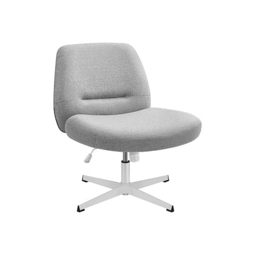Brede bureaustoel duifgrijs - kruisvoet - staal/katoen-linnen - 72 x 72 x 75-83 cm