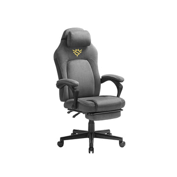 Verstelbare gamingstoel met voetensteun en kussen, ergonomisch, grijs