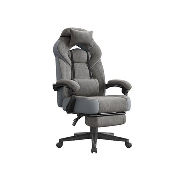 Grijze gamingstoel - suède - ergonomisch verstelbaar - 150 kg - 72,4 x 69,7 x 118-128 cm