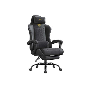 Ergonomische gamingstoel - bureaustoel - voetensteun - zwart - 70 x 70 x (123,5-133) cm