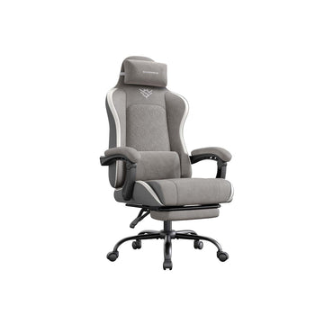 Ergonomische gamingstoel met voetensteun en ligfunctie, grijs - 70x70x123,5-133 cm