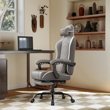 Ergonomische gamingstoel met voetensteun en veerkussen
