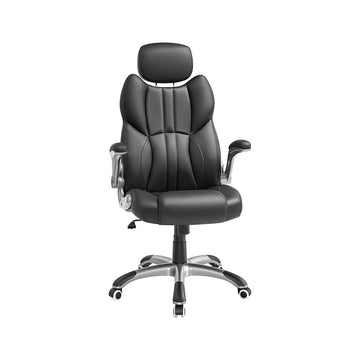 Ergonomische bureaustoel, inklapbare armleuningen, zwart, multiplex, 70 x 72 x (119-129) cm