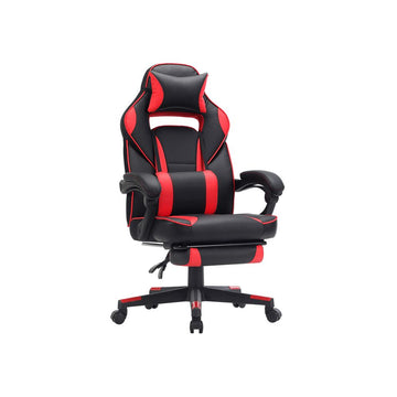 Ergonomische gamingstoel - verstelbaar - voetsteun - zwart/wit - 67 x 66 x 116-126 cm