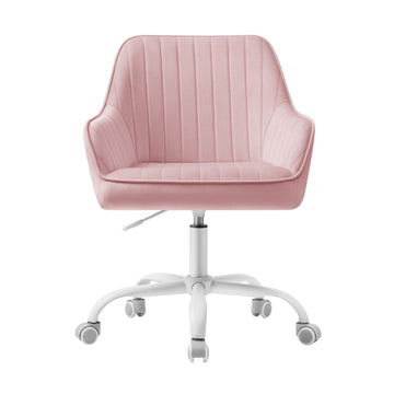 Bureaustoel, draaistoel met fluwelen bekleding en schuimvulling | Roze | 62x60x83,3-93,3 cm