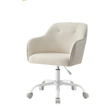 Draaibare bureaustoel - ergonomisch - witte sherpa - 64x64x83-93 cm