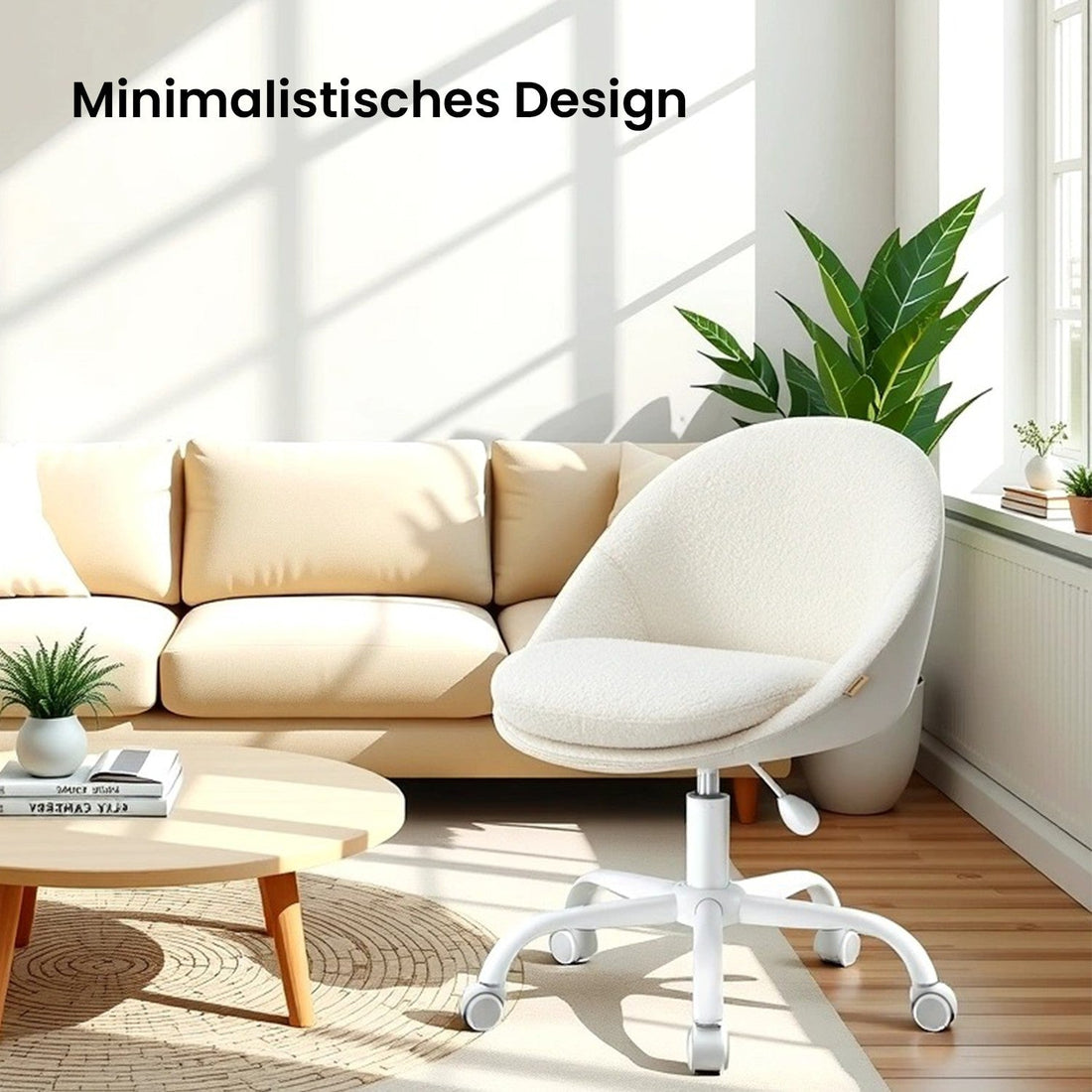 Kontorsstol - Sminkstol - Ergonomisk - Fleece & stålram - 60x60x(80-90) cm