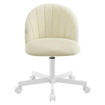 Schminkstoel en bureaustoel met kortpolige pluche bekleding | Beige | 60x60x70,5-83,5 cm