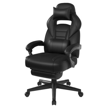 Ergonomische gamingstoel met hoofdsteun en lendenkussen | Zwart | 70x70x112-122 cm