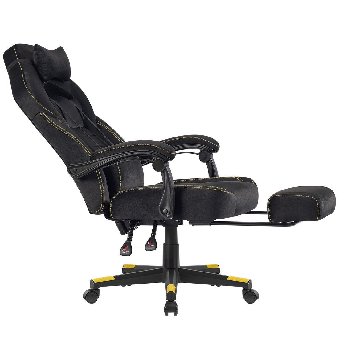 Bürostuhl, höhenverstellbar mit klappbarer Fußstütze | Schwarz | 69,7x72,4x118-128 cm