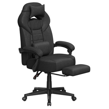 Ergonomische bureaustoel met voetsteun en lendenkussen | Zwart | 70x70x122-134 cm