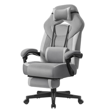 Bureaustoel met verstelbare hoogte en inklapbare voetensteun | Grijs | 69,7x72,4x118-128 cm