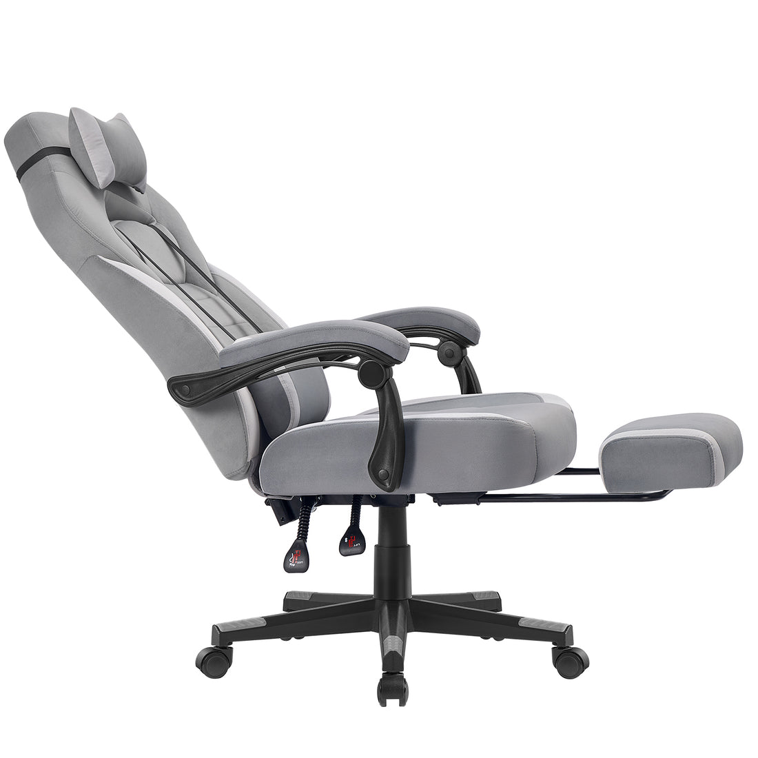 Bürostuhl mit verstellbarer Höhe und klappbarer Fußstütze | Grau | 69,7x72,4x118-128 cm