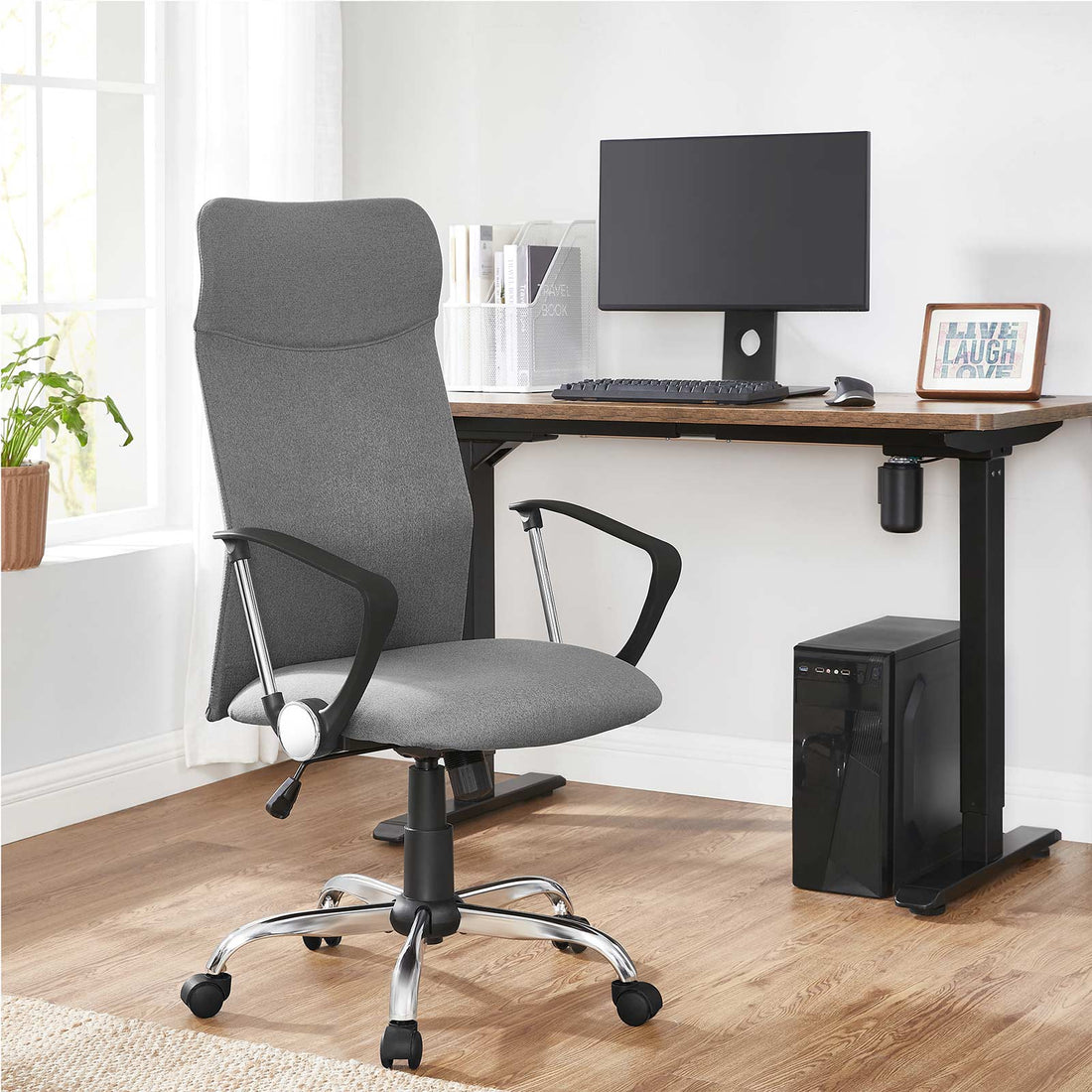 Ergonomische bureaustoel - verstelbaar - schommelfunctie - grijs - 63 x 63 x 110-120 cm