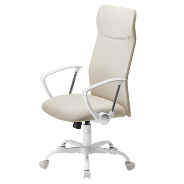 Bureaustoel met verstelbare hoogte, ergonomisch en draaibaar, gewatteerde zitting | Beige | 58x59x114,7-122,7 cm