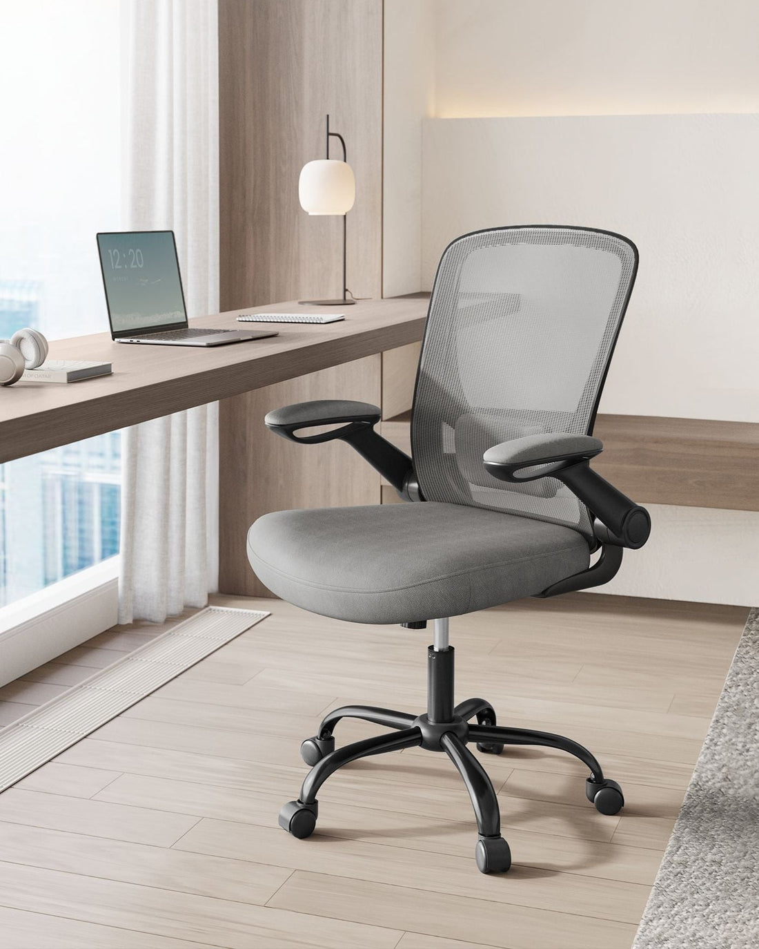 Ergonomisk kontorsstol duvgrå - snurrbar och justerbar - svankstöd