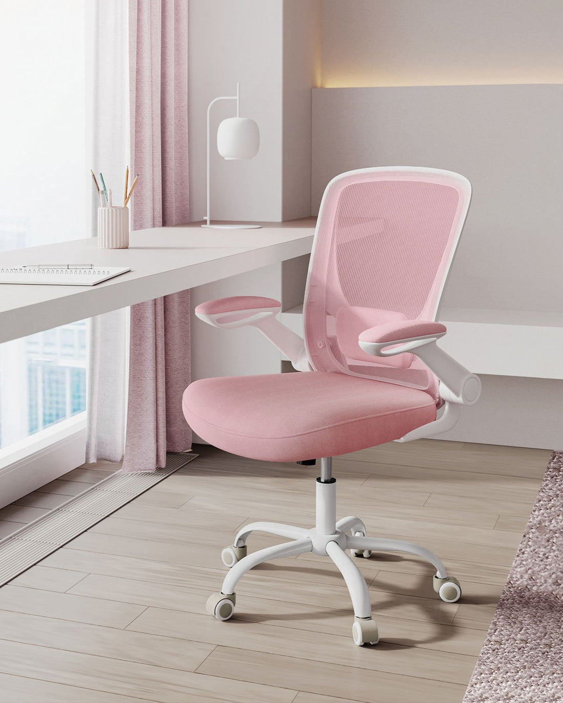 Ergonomischer Bürostuhl pastellrosa - drehbar, verstellbar - 120 kg