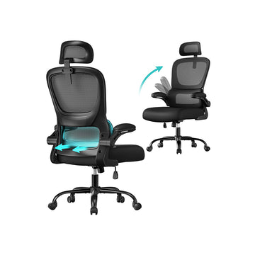 Zwarte draaistoel - bureaustoel - ergonomisch - 64 x 71,5 x (116-135) cm