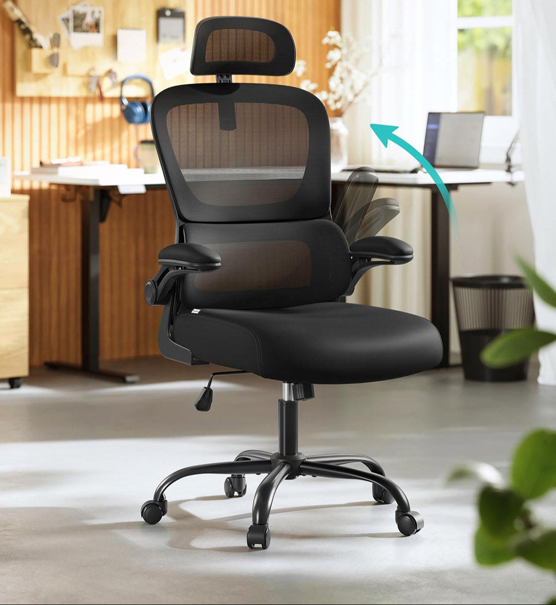 Schwarzer Drehstuhl - Bürostuhl - ergonomisch - 64 x 71,5 x (116-135) cm