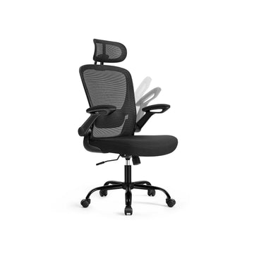 Ergonomische bureaustoel mesh zwart verstelbaar lendensteun 64 x 64 x (115-130) cm