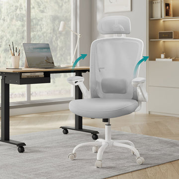 Ergonomische bureaustoel met hoofdsteun - verstelbaar - grijs - 64 x 64 x 115-130 cm