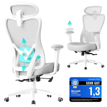 Ergonomische bureaustoel met verstelbare ondersteuning | Duifgrijs | 70x70x119-136 cm